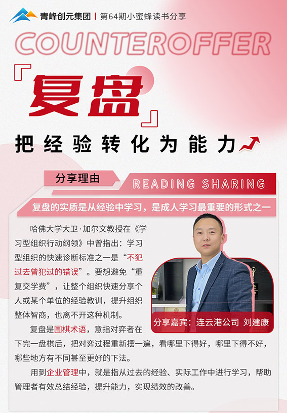 青峰創(chuàng)元集團“小蜜蜂”讀書會第64期活動報道：《把經驗轉化為能力》 劉建康